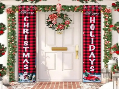 Customized Christmas door curtain flag