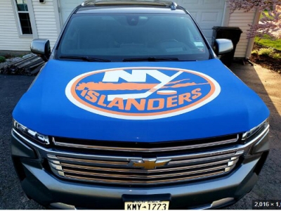 Custom NHL New York Islanders car hood cover flag