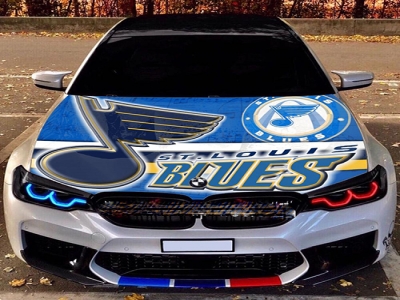 Custom NHL St Louis Blues car hood cover flag