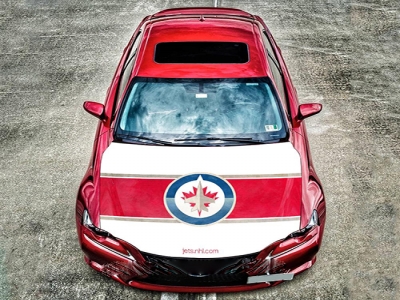 Custom NHL Winnipeg Jets car hood cover flag