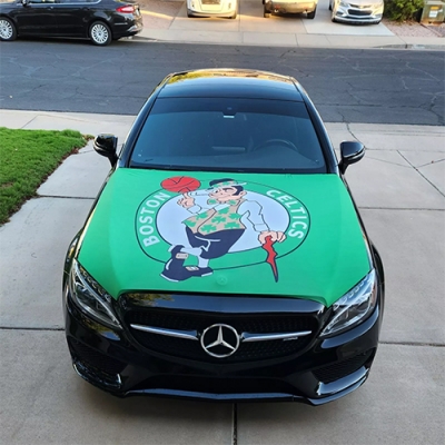 Custom Boston Celtics car cover flags