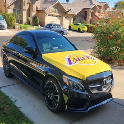 Custom Los Angeles Lakers car hood flag