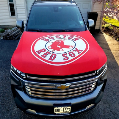 Custom Boston Red Sox car hood flag