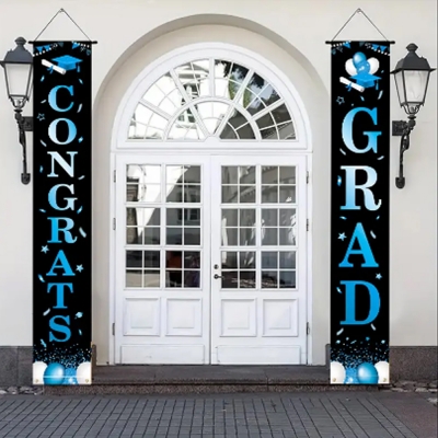 Customized graduation door curtain banner flag